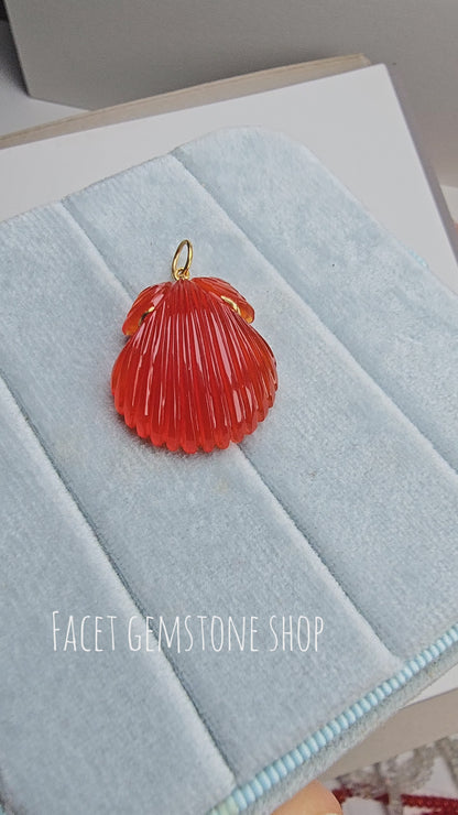 14k Solid Gold Carved Gemstone Charm
