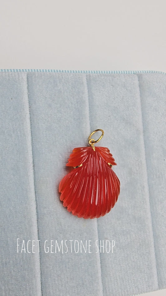 14k Solid Gold Carved Gemstone Charm